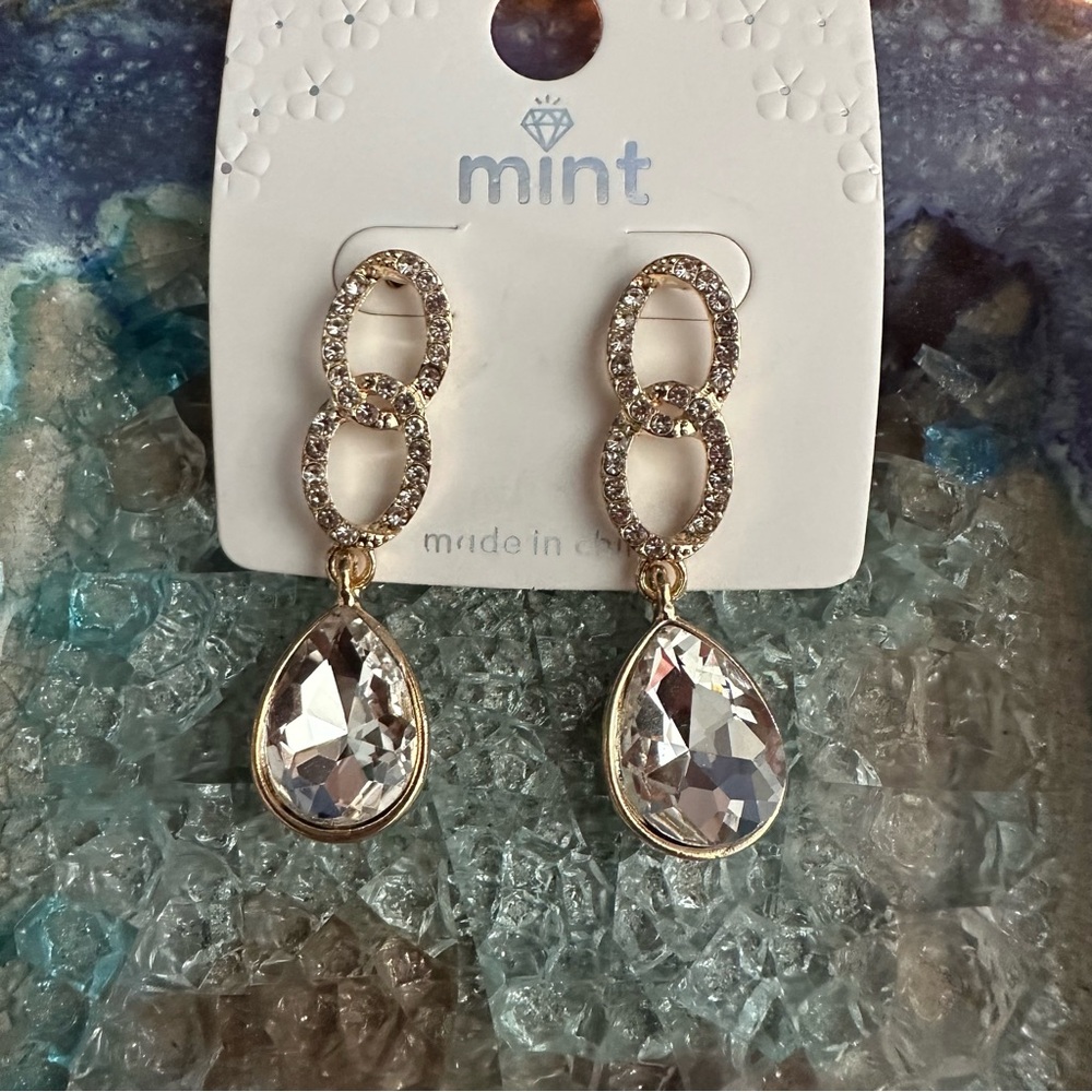 Mint Gold and Silver Modern Drop Earrings